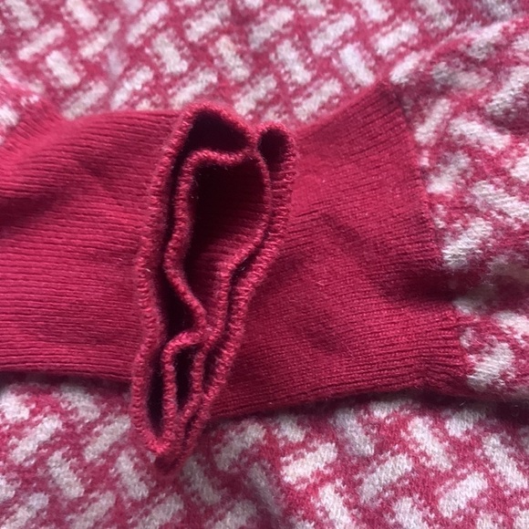 Vintage Taffelli Torino cashmere V-neck sweater red and tan print small - Picture 6 of 6